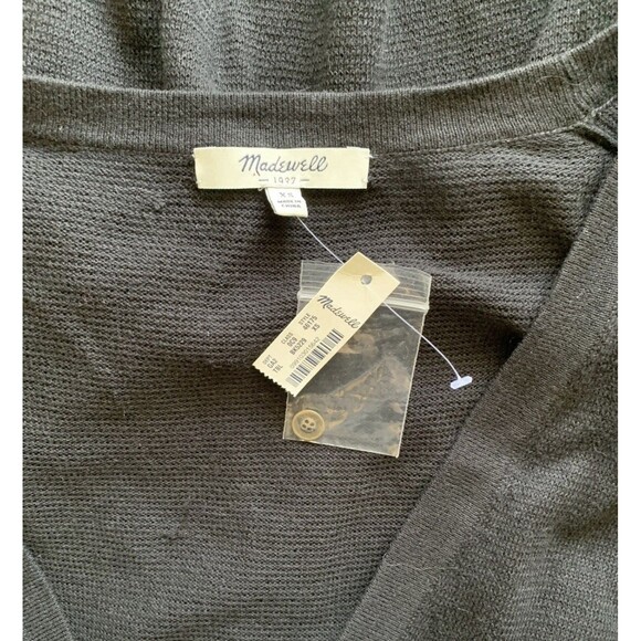 Madewell Black Button Up 100% Cotton V Neck Long Sleeve Cardigan Size XS New - Picture 3 of 8